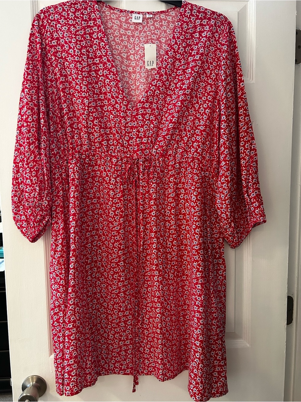 GAP Red Mini Dress with White Floral Print